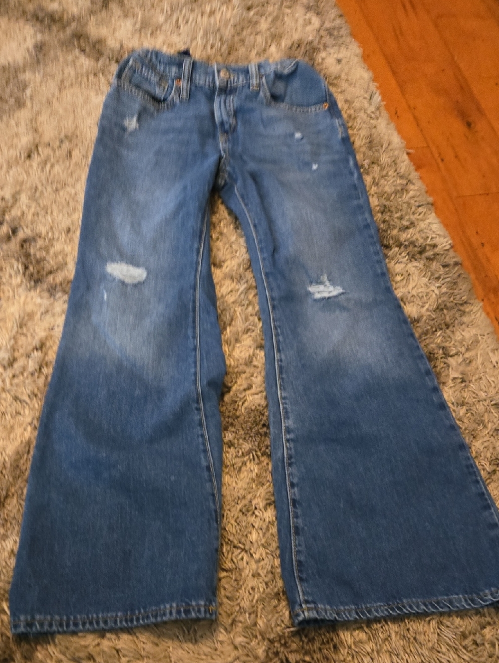 Girl’s Blue Distressed Flared Jeans